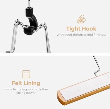 Дерев'яні вішалки для штанів та одягу HOUSE DAY з кліпсами, 25 шт. - білі, міцні, обертаються на 360°