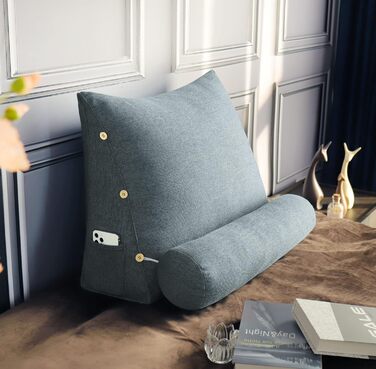 Подушка для спини, трикутна подушка для попереку, підголовник, подушка для ліжка, спинка для дивану, велика подушка для спини сірого кольору, Ployester, 60 см