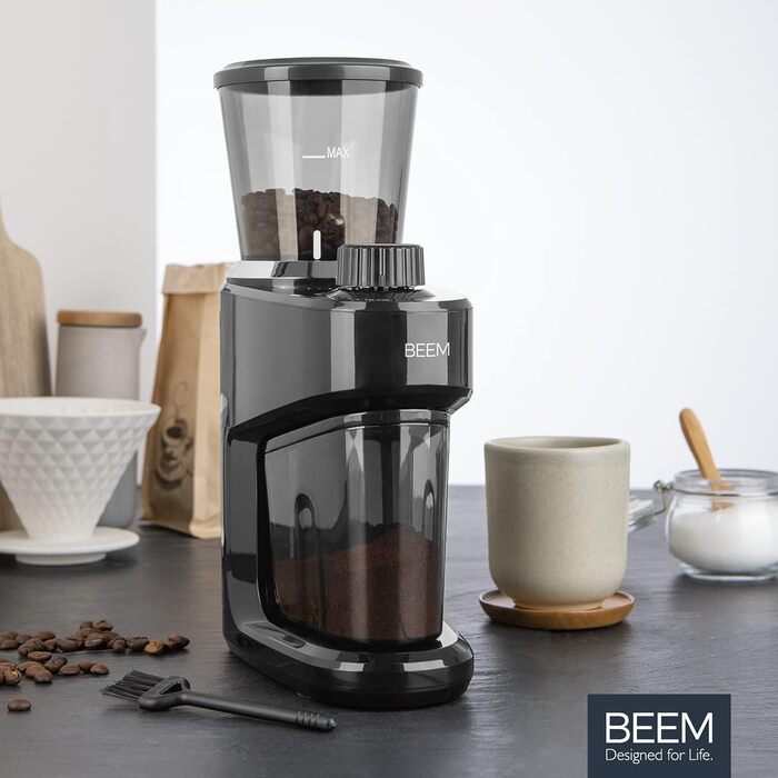 Електрична кавомолка BEEM GRIND-INTENSE 160 г, 15 режимів, конічний сталевий млин, 150 Вт, чорна