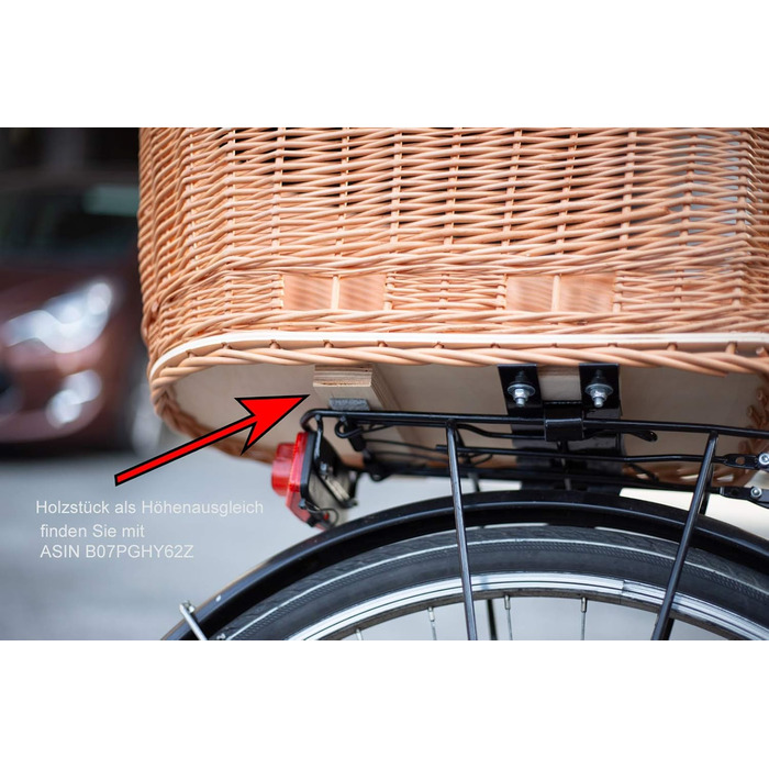 Кошик для велосипеда Tigana для собак, плетіння з лози, 56 x 36 см, з металевою сіткою, XL, з подушкою та підстилкою