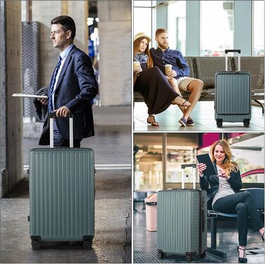 Чемодан ручної поклажі TANTOMI з відділенням для ноутбука, 20 дюймів, жорсткий корпус, легкий ABS-валіз, валіза з 4 колесами на 360°, TSA-замок (світло-темно зелений, 41л)