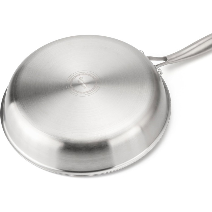 Преміум сковорода EliteHoff 28 см з антипригарним покриттям, нержавіюча сталь, індукційна, для всіх плит, PFOA-free, безпечна для духовки та посудомийної машини, срібна (E-7549)