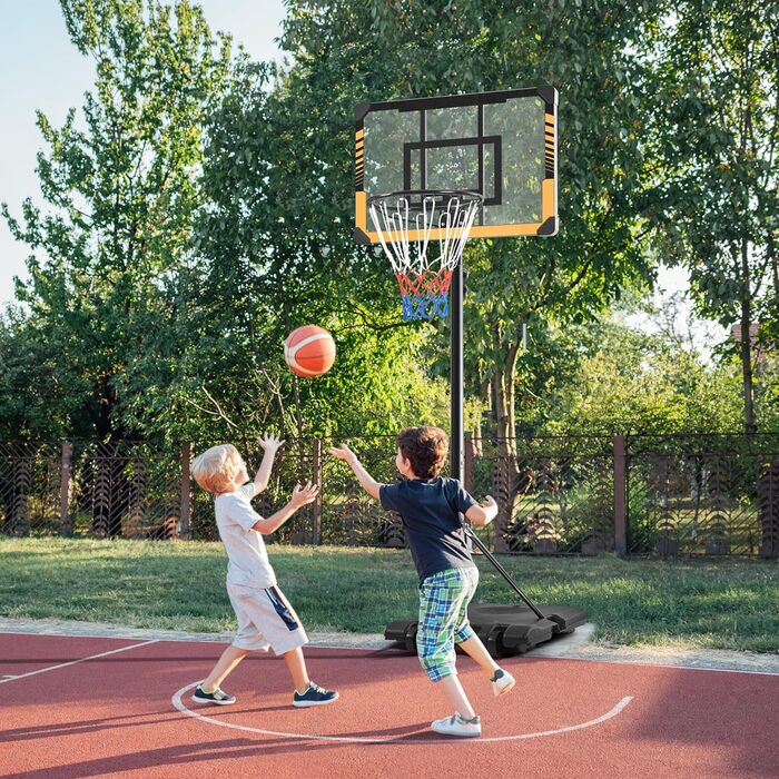 Yaheetech Adjustable Height Basketball Stand with Wheels - Mobile Basketball Hoop, Water/Sand Fillable, Indoor/Outdoor Basketball System - 226.5cm - 256.5cm