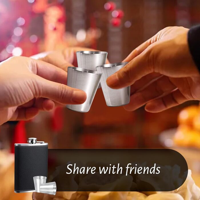 Фляга сталева 8oz (2 шт.) з воронками, келихами та сумкою, чорна - DALAETUS