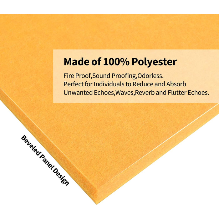 Набір акустичних панелей Rdutuok (12 шт), гексагональні звукопоглинаючі плити 30x26x1 см для студії, офісу та декору стін, помаранчево-жовті
