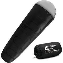 Сплячий мішок Active Era Mumienschlafsack – зимовий та літній, водонепроникний, захист від вітру, ультралегкий, температурний режим -10°C до 10°C, компактний, для кемпінгу, чорний