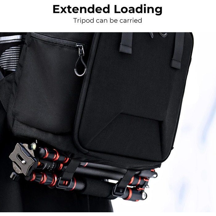 Чорний рюкзак для камери K&F Concept 25L: для фотографів, з відділенням для ноутбука, штатива та об'єктивів, водонепроникний, з дощем.