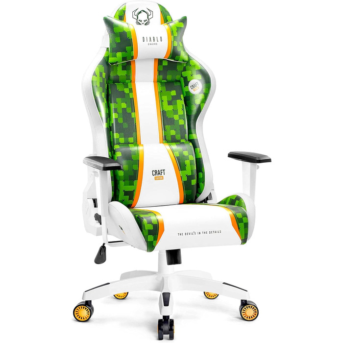 Ігрове крісло Diablo X-One 2.0 XL з ергономічним дизайном, регульованими підлокітниками, подушками для шиї та попереку, офісне крісло для геймерів, модель Craft King