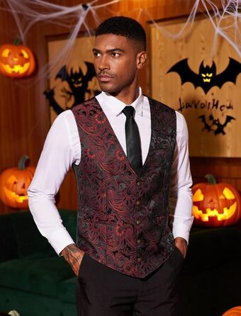 Жилет чоловічий COOFANDY Paisley вікторіанський стімпанк готичний, бордовий, 3XL
