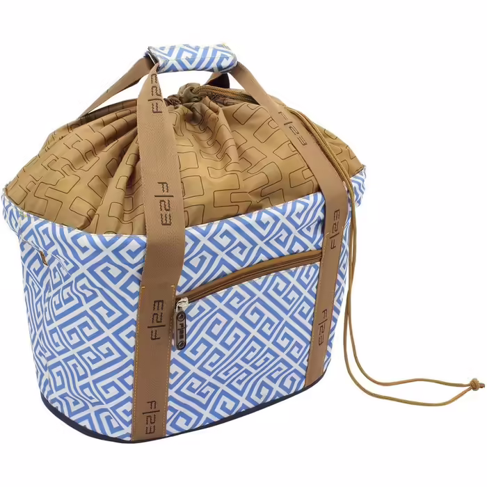 F|23, Shopping Basket, SHOPPERS'DELIGHT, Integrated Protective Cover, Polyester, 42 x 27 x 26 cm, approx. 20 liters, blue/white, 84110-5