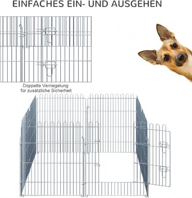 Летворегулятор для собак PawHut - вольєр з 8 панелей, 80 см, для собак, котів, цуценят, срібний (63 x 76 см)