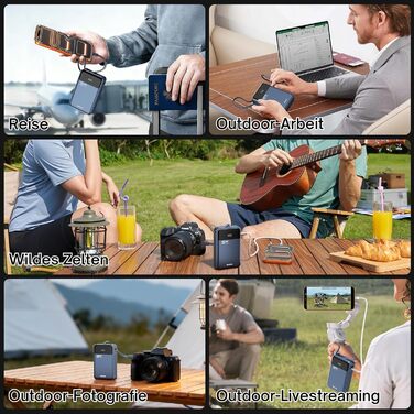 Power Bank Hichain 65W 20000mAh USB-C з кабелем, LED-дисплей, для MacBook, iPhone, Samsung, iPad, планшетів - Синій
