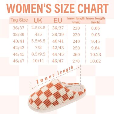 Тапочки додому для жінок та чоловіків Guyarns з м'якої плюшевої піни з пам'яті, в клітинку, з неслизькою підошвою, у формі хмари, для спальні, в приміщенні та на вулиці, розмір 38/39 EU, помаранчеві