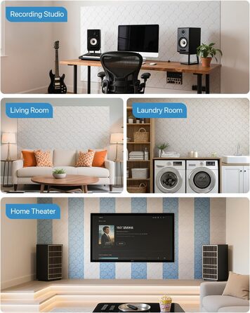 Акустичні панелі Soundsbay 12 шт., самоклейні звукопоглинаючі плити з поліестеру для шумоізоляції та декору стін, 30x30x0.9 см, білий колір