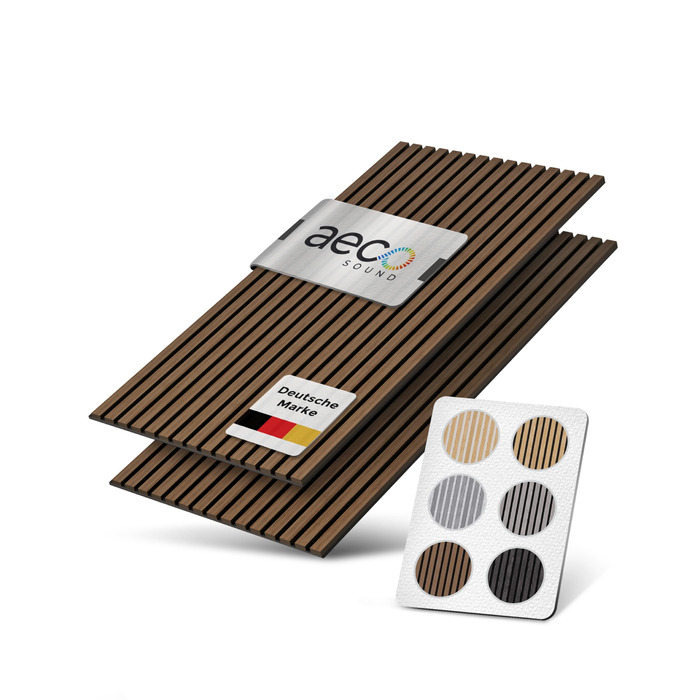 Акустичні настінні панелі з натурального горіха (набір 2 шт), 120x60x2.1 см, чорний звукопоглинаючий фільц — 3D панелі для шумоізоляції та оздоблення стін