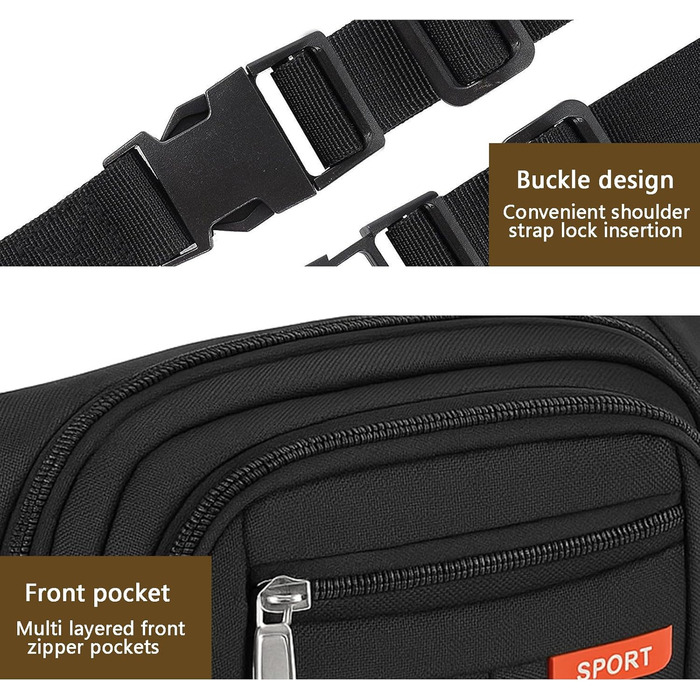 Гребельна сумка GraceTop для спорту та активного відпочинку. Чорна сумка на пояс з 4 кишенями на блискавці та регульованим ремінцем. Підходить для бігу, їзди на велосипеді, походів та кемпінгу. Водонепроникна.