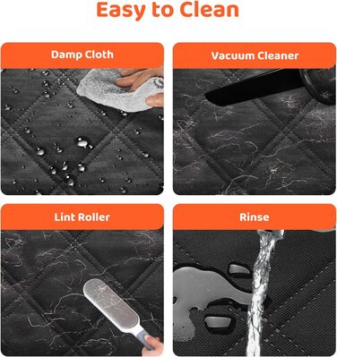 Автоматичний килимок для собак у машину, 135x148 см, чорний з вентиляційною сіткою, захист бокових панелей, вологостійкий