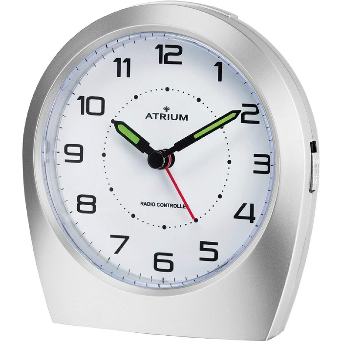 Atrium Funkwecker Analog Quartz Silent Movement Classic Design Matte Silver A620-19