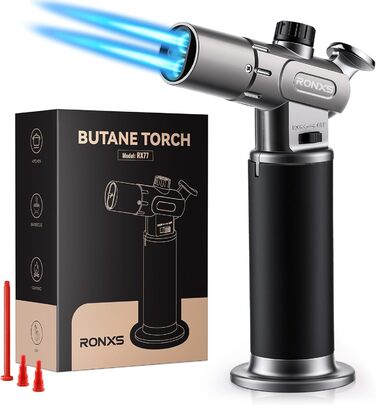 Пальник RONXS Flambierbrenner для приготування Crème Brulée, кухонний, з регульованою полум'ям, чорний