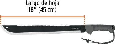 Мачете Truper MACH-18X з двостороннім лезом, 45,7 см, рукоятка з двох матеріалів, чохол з поліестровим ременем