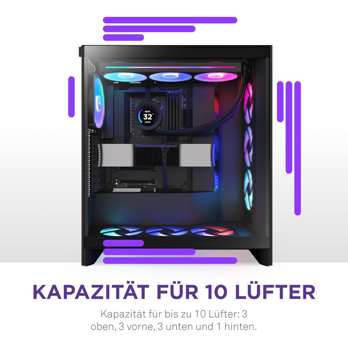 Корпус NZXT H7 Flow | Mid-Tower ATX з покращеною вентиляцією | Чорний | Підтримка 3 x 120 мм вентиляторів для охолодження GPU