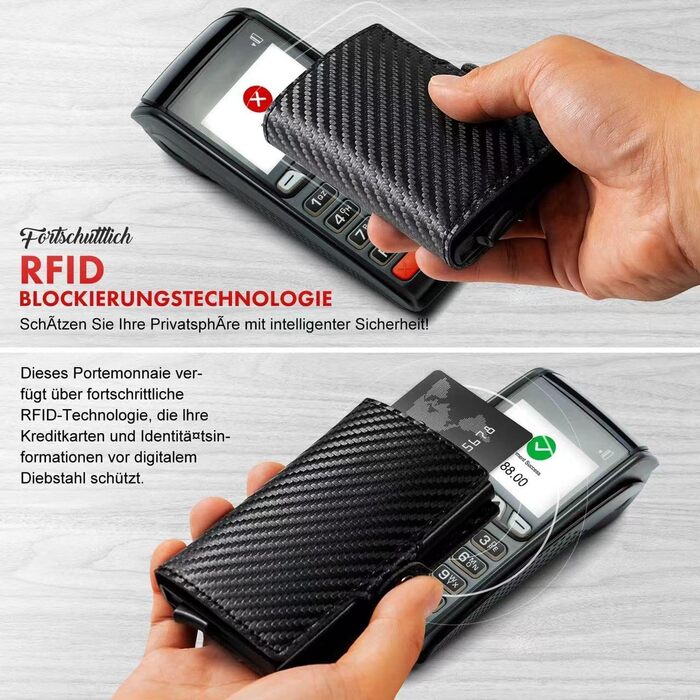 Чоловічий міні-гаманець AISIR з RFID захистом, гаманець з відділенням для монет (чорний, карбон)