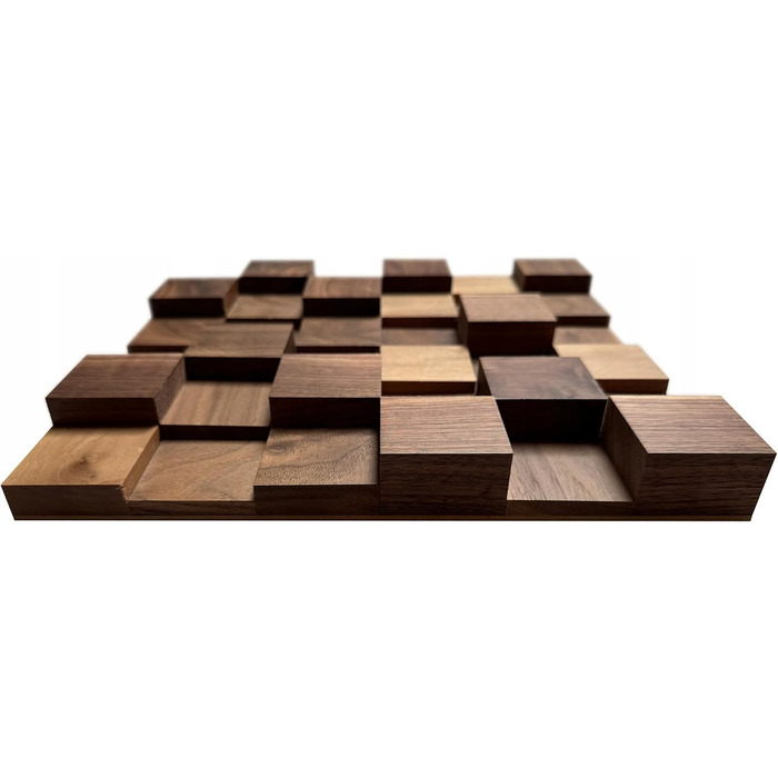 Акустичний диффузор 2D 500 (30x30 см) — Дерев'яна настінна панель для корекції звуку, колір волоський горіх