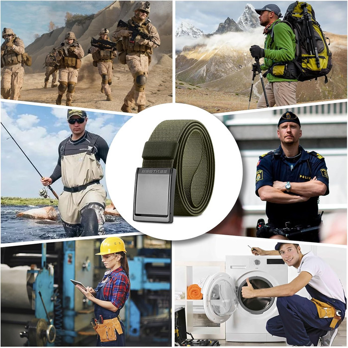 Тактичний пояс чоловічий BESTKEE, 3.8 см, нейлон, металева блискавка, розмір M (91-105 см)