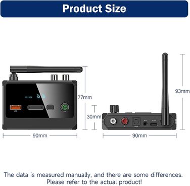 Bluetooth адаптер Cuteefun 5.3 з регулятором гучності, LED дисплеєм та низькою затримкою. Підтримка оптичного, RCA, AUX 3.5mm. Для аудіопристроїв