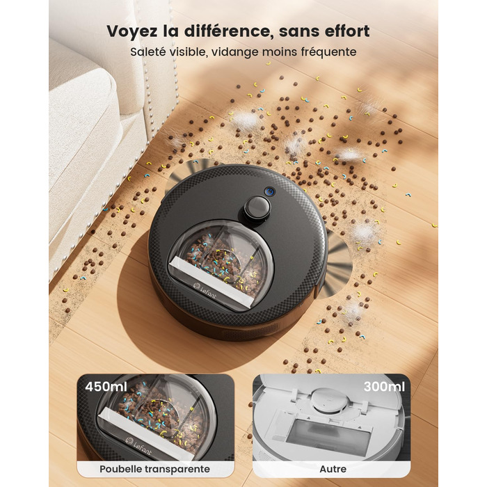 Робот-пилосос Lefant M330 Pro з картографією, 3-в-1, лазерною навігацією, уникненням перешкод PSD, індивідуальним прибиранням, часом роботи 150 хвилин, керуванням через APP/Alexa/WiFi