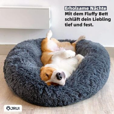 М'яке ліжко для собак, кругле килимок для котів, плюшеве ліжко для собак, килимок для котів, миється, плюш, зручне ліжко, подушка, ліжко-бублик для собак, кошик для собак, середніх та великих собак - сірий (50-120см), розмір 50 x 50 x 20 см, темно-сірий