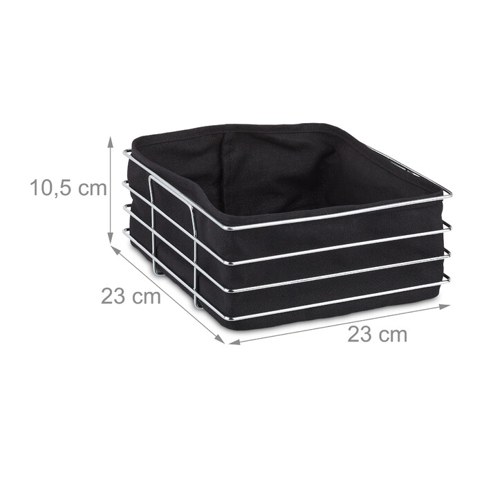 Relaxdays Bread Basket, Metal with Fabric Insert