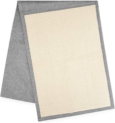 Navaris Cat Scratch Mat Scratch Protection Sofa - Sisal Scratch Rug 130 x 45 cm for Cat - Couch Cat Scratch Mat - also suitable for dogs - (Light Grey - white)
