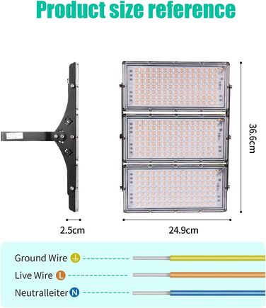 300W LED Floodlight 30000LM Spotlight, 3000K Warm White Floodlight - IP65 Waterproof Floodlight Outdoor Wall Lights for Garden, Terrace, Garage, Sports Field, Factory, Workshop