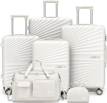 Набір валіз Joyway 6шт з TSA-замком, 4 колеса, зелений (білий), включає багатофункціональну сумку та кулькову сумку