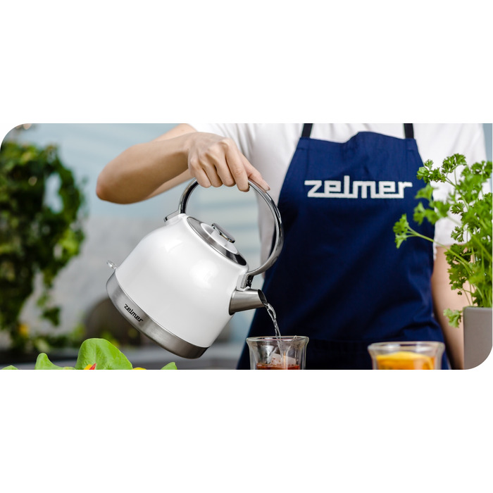 Електричний чайник Zelmer ZCK7940, 2200 Вт, 1,5 л, білий