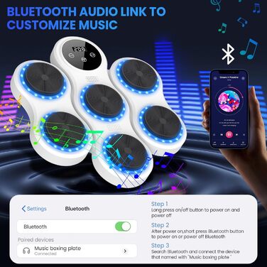 Музична боксерська машина IERAKOR з LED-підсвіткою, Bluetooth, 9 режимів швидкості та підрахунку ударів для дорослих та дітей