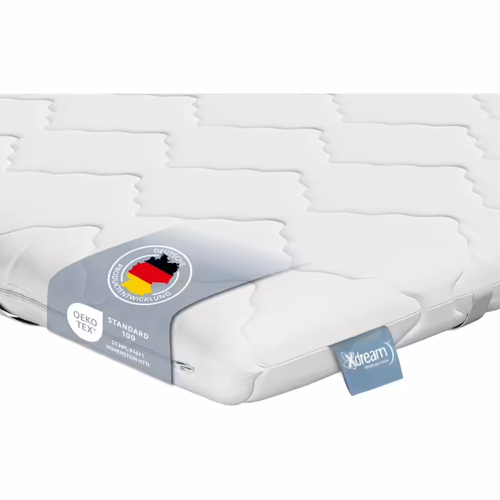 XDREAM Pure | Ergonomic mattress topper with a high-quality cold foam core | Ties for securing | Öko-Tex certified | 140 x 200 cm