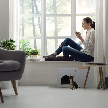 Будиночок для котів і маленьких собак Relaxdays, двоповерховий, для дому, 38,5x74,5x37 см, сірий