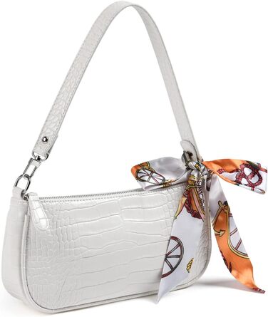 Сумка жіноча через плече крокодиляча шкіра ретро вінтаж міні біла – класична сумка-шопер (#1)