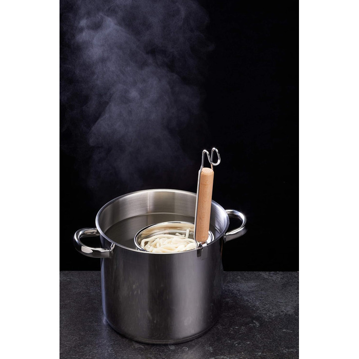 Ситечко кухонне KitchenCraft World of Flavours, нержавіюча сталь, з ручкою з евкаліптового дерева, 14 x 16 x 34 см