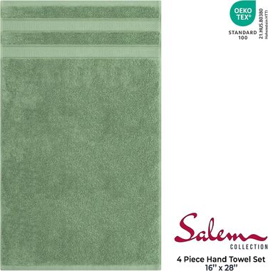 Набір рушників American Soft Linen Premium з турецької бавовни, готельна серія, 6 предметів (4 рушники для рук), шалфейний зелений