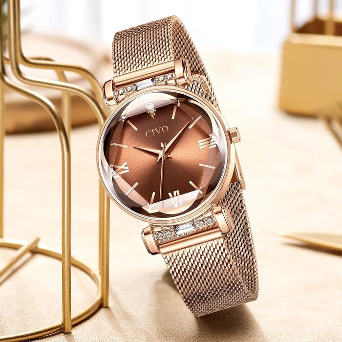 Жіночий годинник CIVO: водостійкий, мінімалістичний, кварцовий, кварцовий годинник для жінок (Y-3 рожеве золото)