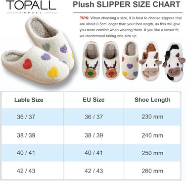 Теплі жіночі домашні тапочки TOPALL з пухом, зимові, м'які, антиковзкі для жінок/чоловіків/унісекс, кольорове кохання, 38/39 EU