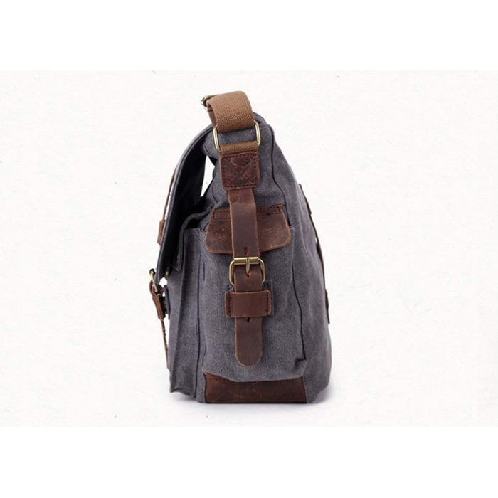 Вінтажна чоловіча сумка через плече з шкіри та канвасу Sechunk, для ноутбука 15/17 дюймів, сіра