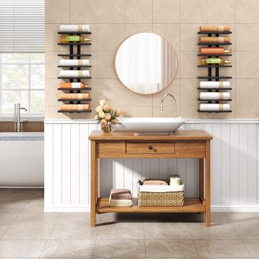 Настінна вітрина для вина FAVOOOSTY з 8 ярусами, металева, чорна (2 шт.)