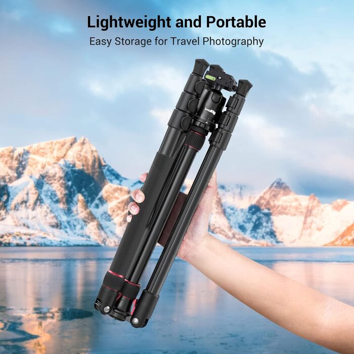 SMALLRIG 71' Штатив для камери, розкладний, з кульковою головкою 360°, швидкознімною платформою та кріпленням для смартфона, вантажопідйомність 15 кг, 180 см - 3935