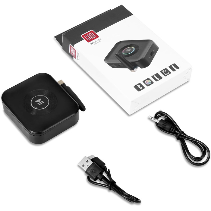 OQIMAX Bluetooth 5.1 Передавач/Приймач Аудіо з AUX/RCA/Оптикою, TF-карта, USB, для TV, Stereoanlage (Чорний)