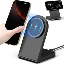 Бездротовий зарядний пристрій MagSafe, чорний (G230) - сумісний з iPhone 15, 14, 12, AirPods Pro 2, AirPods 3