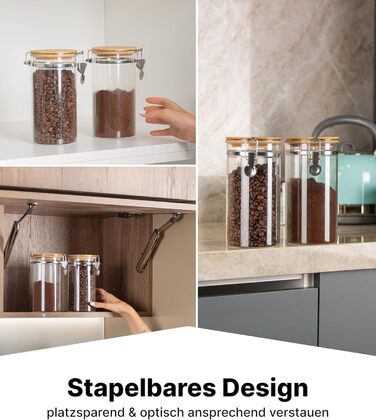 Набір кавових контейнерів Deco haus® 2 шт. з етикетками, 1,3 л - для кави, цукру, борошна, мюслі. Повітряно-непроникні контейнери для зберігання продуктів.